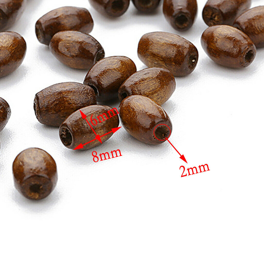 Wholesale 500 Pack 6x8mm Charms Beads Natural Wooden Beads Coffee Brown DIY Wood