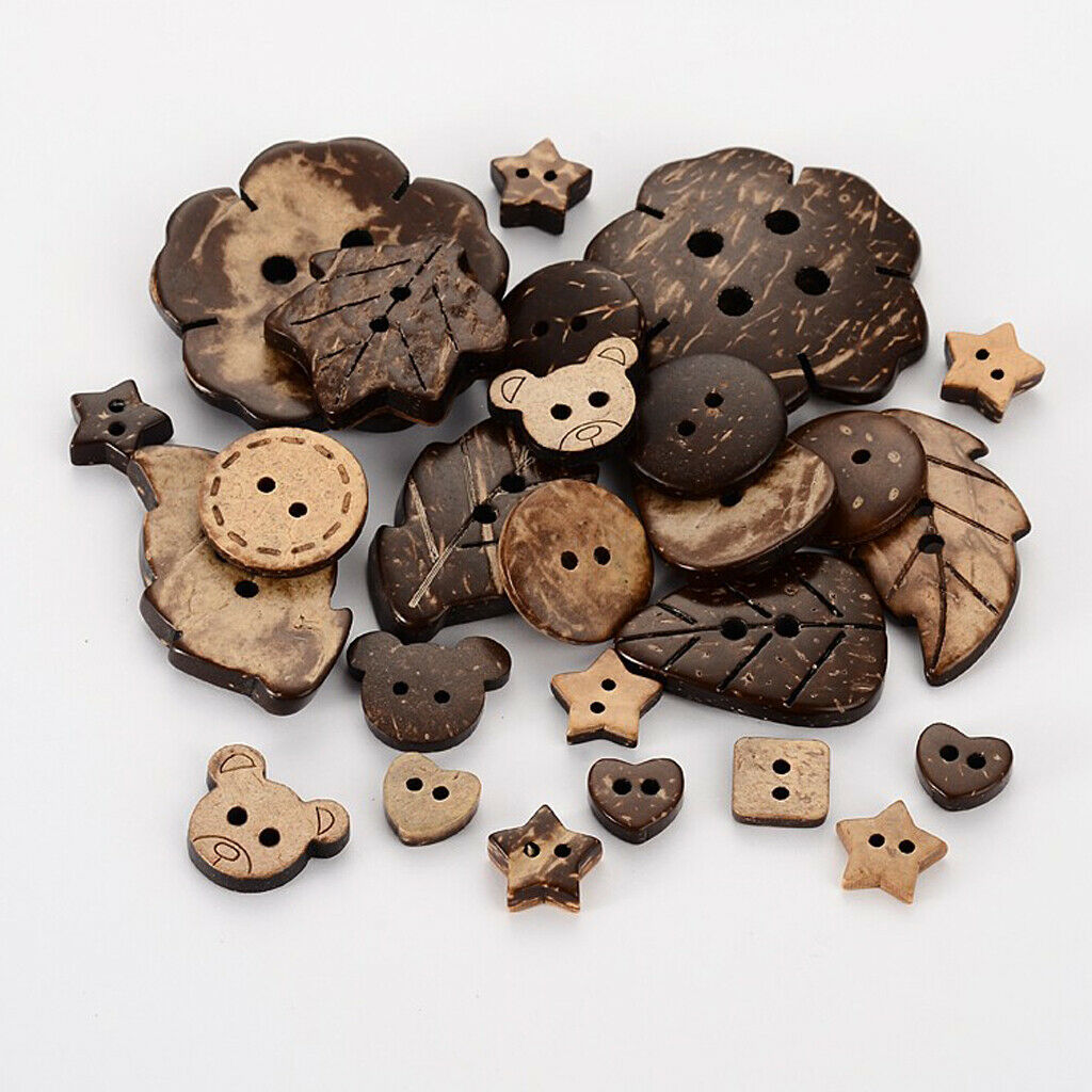 100x Coconut Shell Wood Button Wooden Sewing Decor 2/4 Holes Accessories Lot