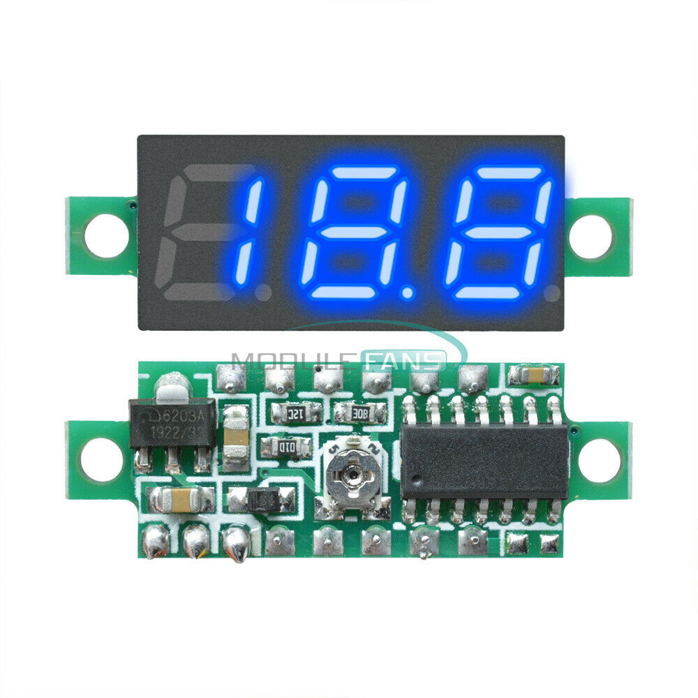 Blue 0.28" LED DC 0-100V Voltmeter Digital Display Voltage 3-wire 12V 24V