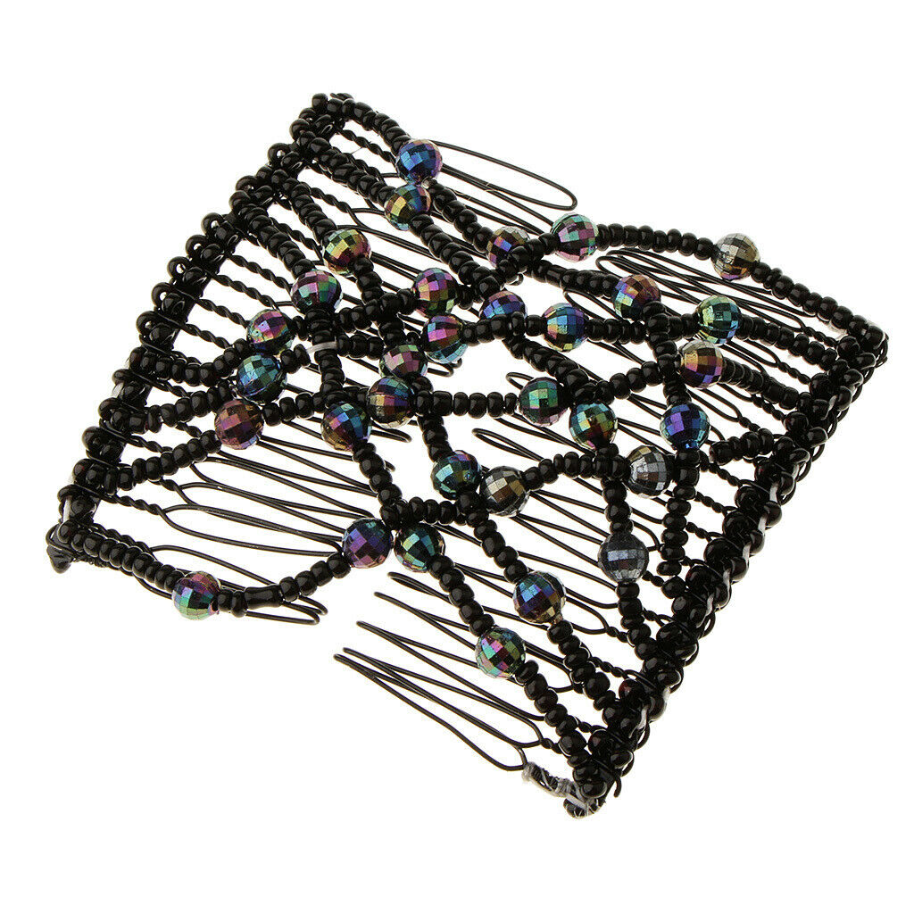 Double Side Stretch Magic Beaded Hair Combs Hair Clips Styling Tool