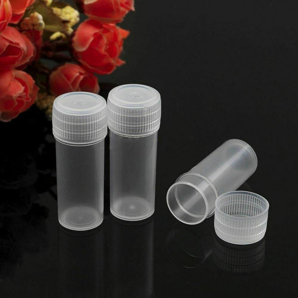 100Pcs 5ml Volume Plastic Small Bottle Vial Storage Container Sample Collection