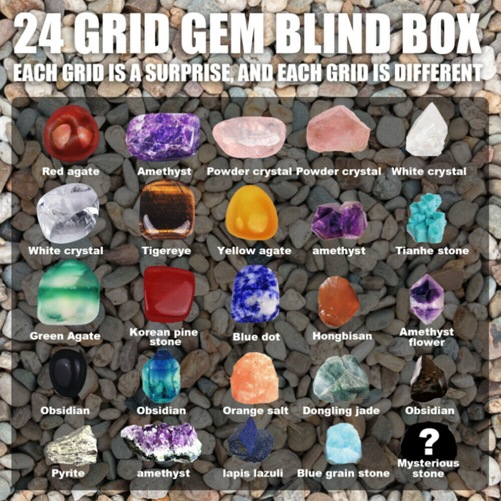 24 Grid Mineral Gift Box Toys Christmas Advent Calendar Mineral Gift Box