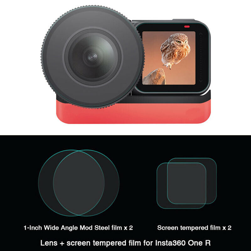2+2Pcs Tempered Glass Screen Protector For Insta 360 ONE R LEICA-1-Inch LensBDD