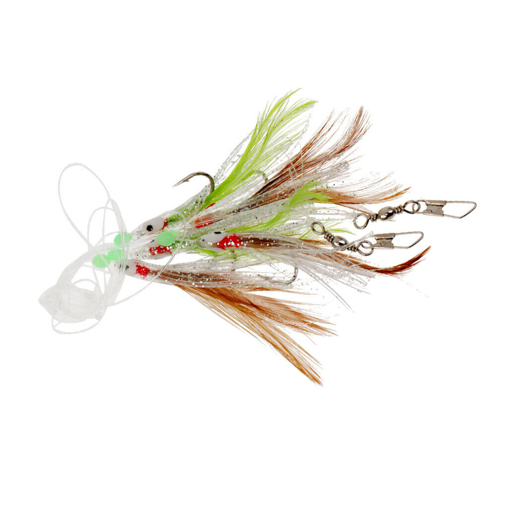 3X Sabiki Fishing Lure Rigs Bait Jigs Lure Soft Lure String Crystal Barbed Hook
