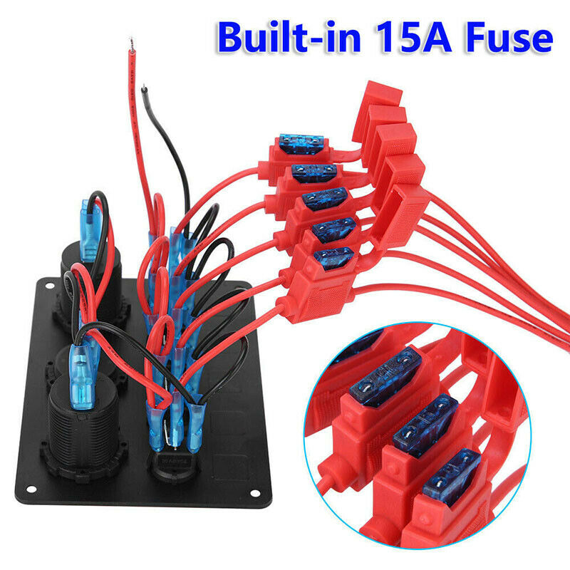 5 Gang Switch Panel 12V/24V Car Boat Marine Blue LED Rocker Breaker ControlsBDA
