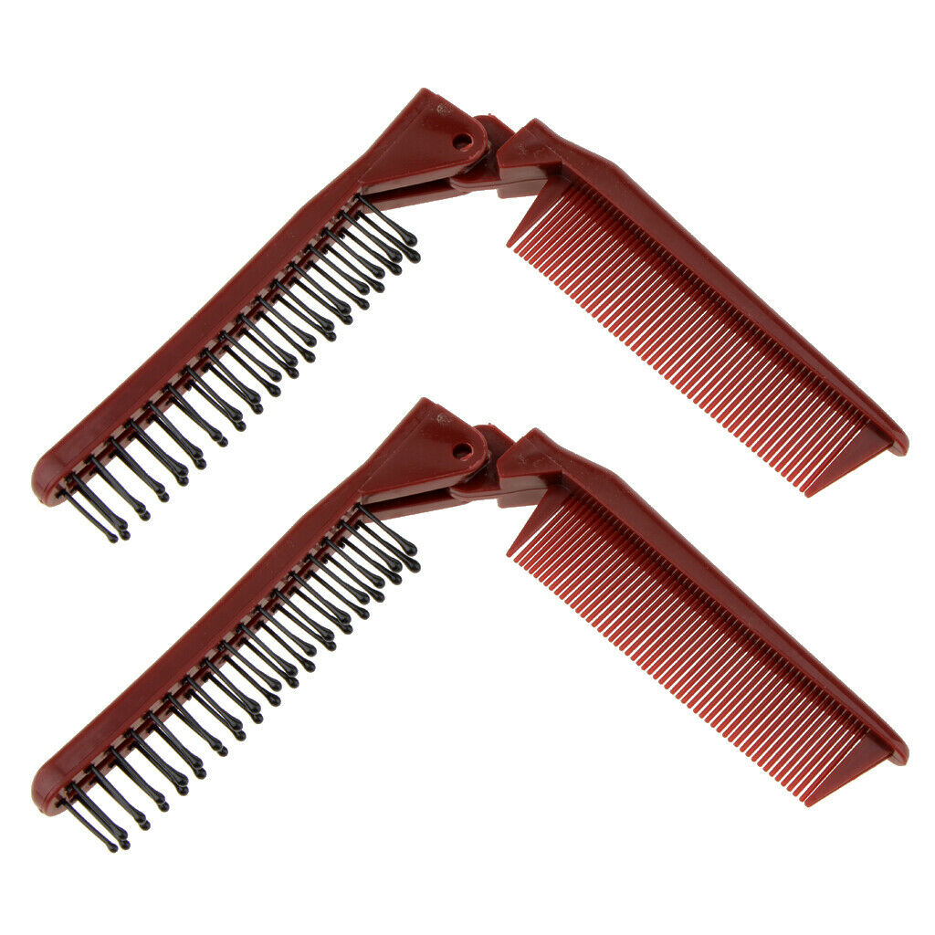 2pcs Small Travel Comb Folding Plastic Dual Hair Brush  Comb