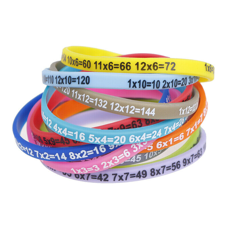 12Pcs/Set Multiplication Tables Silicone Bracelet Learn Math Education For KiSJ