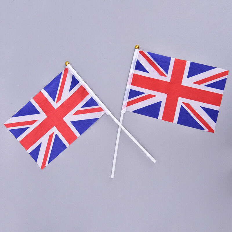 10PCS  Hand Held Wave Union Jack Flag Party Celebration Britain UK Banner + P XC