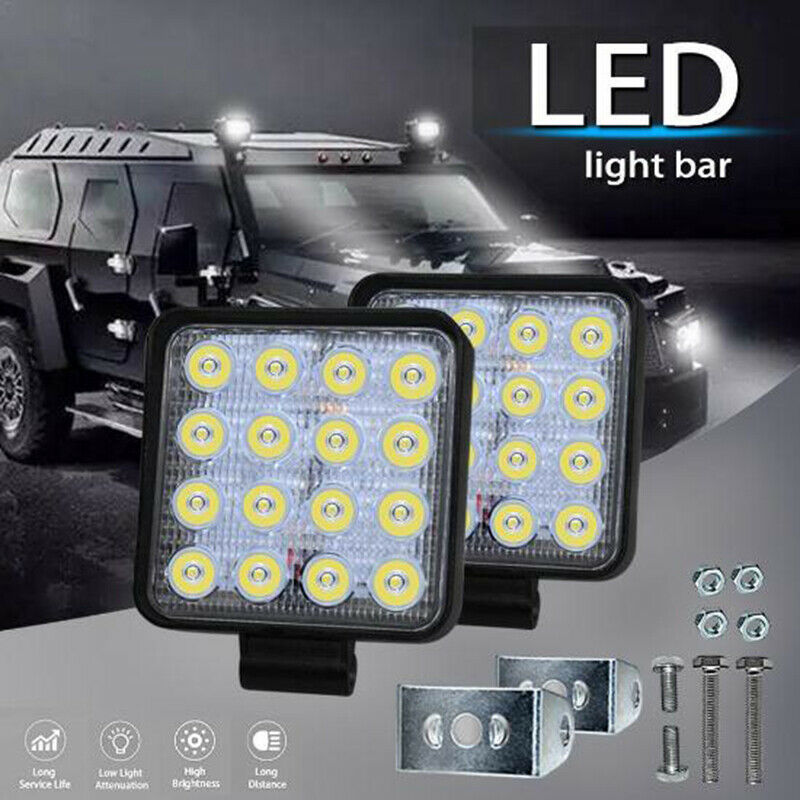 4Inch Square 48W 16LED Work Light Off Road FLOOD Beam Fog Lamp For Car Truck FT