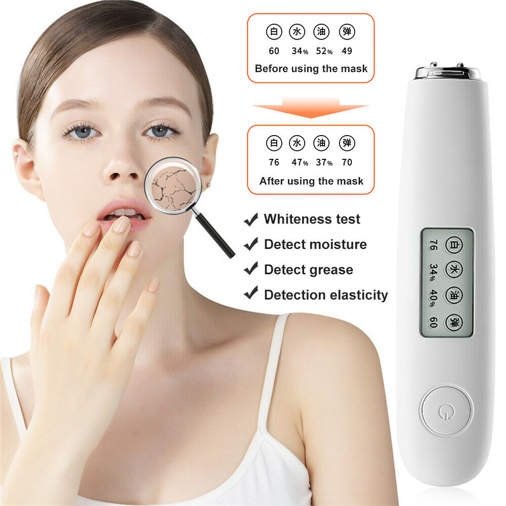Portable Digital LCD Facial Moisture Water Oil Analyzer Tester Monitor Skin Care