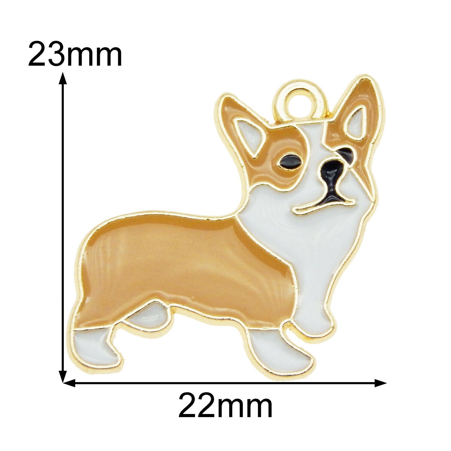10 pcs Enamel Puppy Dog Charm Corgi Alloy For Pendant Jewelry DIY Crafts 23*22mm