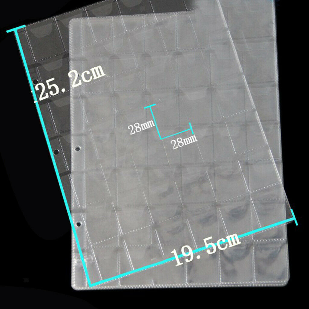 10 Pieces 42-Pocket 3-Holes Coin Holders Collection Album Protector Sheets