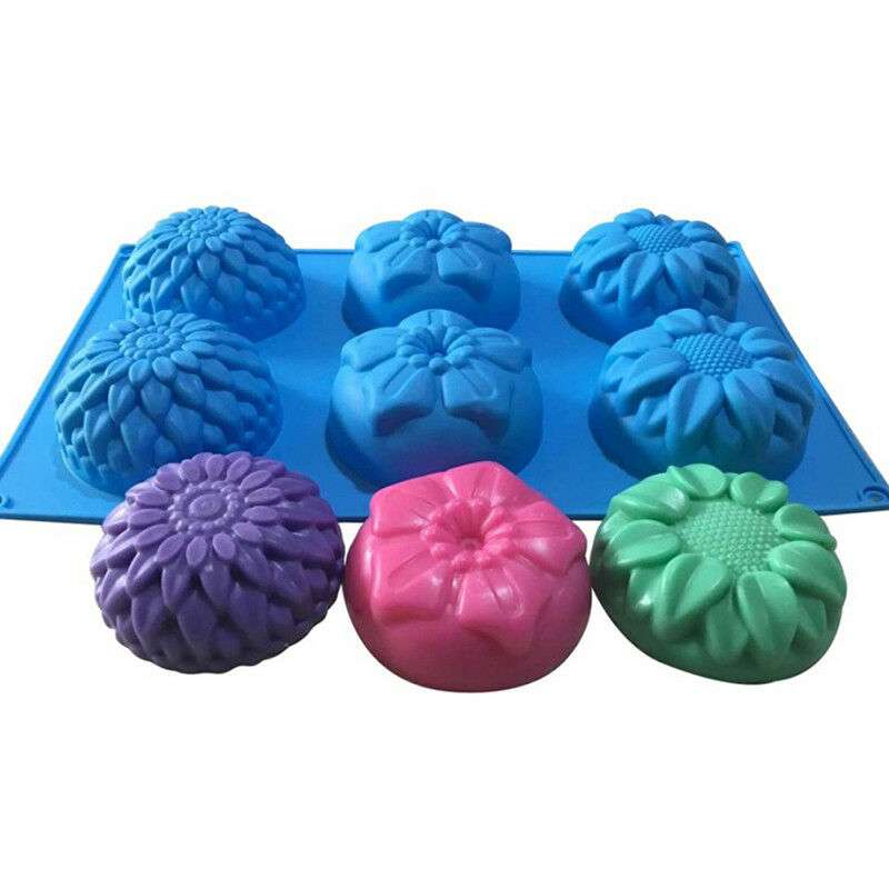Silicone Soap Mold Flower Pattern Rectangular Handmade Soap Making DIY Mou.l8
