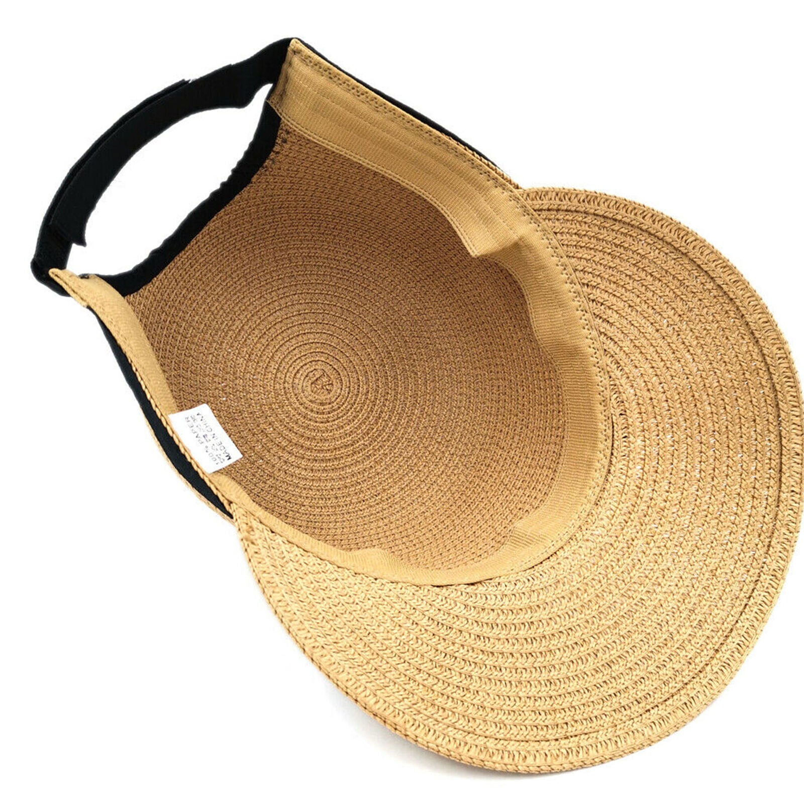 Womens Summer Sun Visor Straw Folding Floppy Hat Adjustable Wide Brim Beach Cap