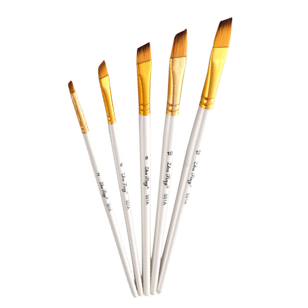 5 Sizes Art Paint Brush Set  for Oil Watercolor Acrylic Face Painting