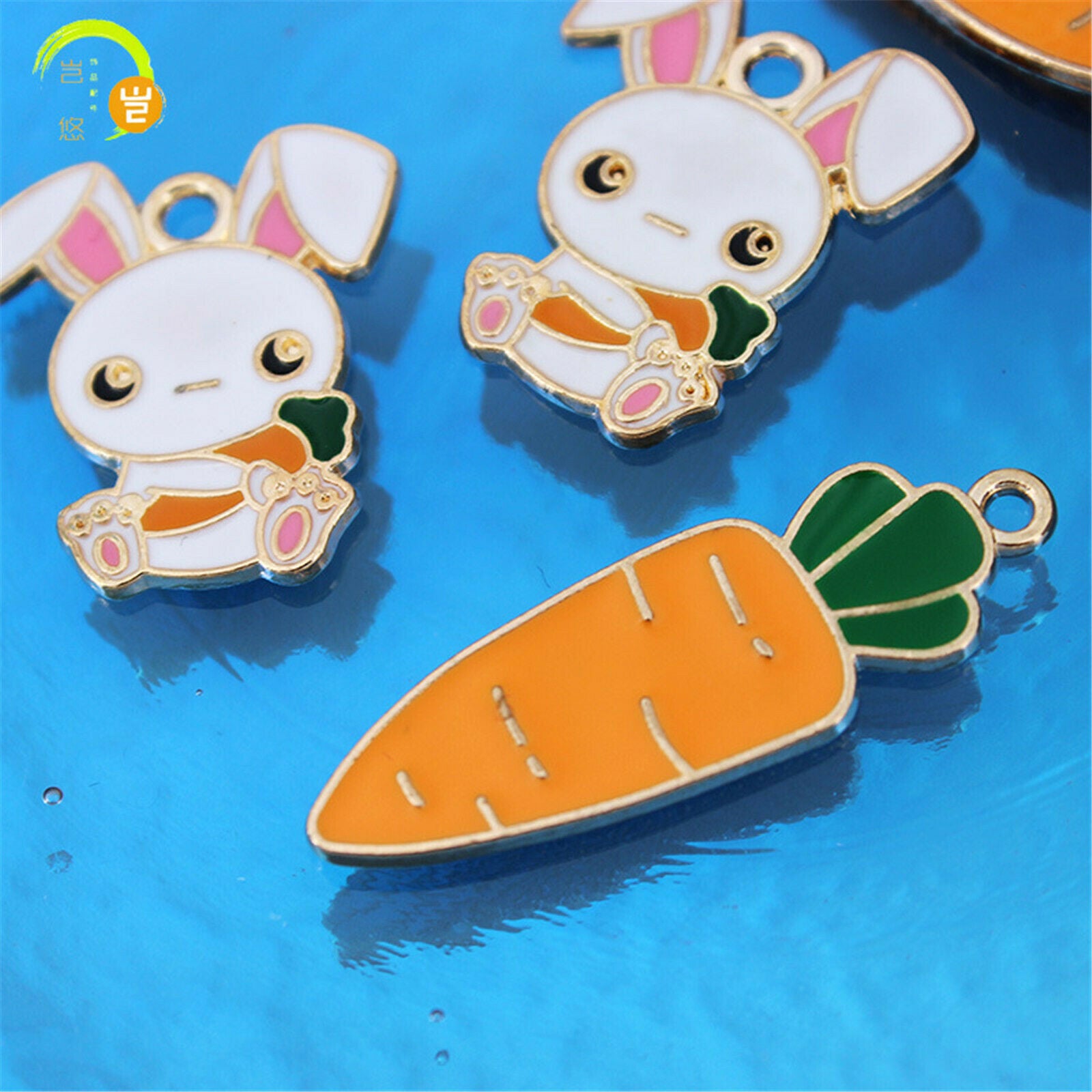 Mixed Lots Enamel Alloy Rabbit Carrot Pendant Charms Necklace Bracelet DIY 10PCS