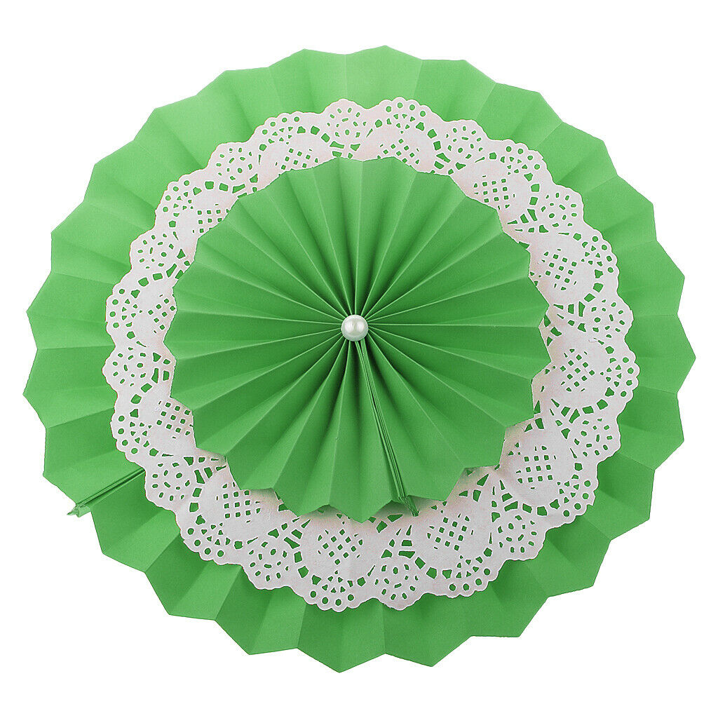 5pcs Paper Fan Flower Wedding Birthday Party Decor 10 inch Green
