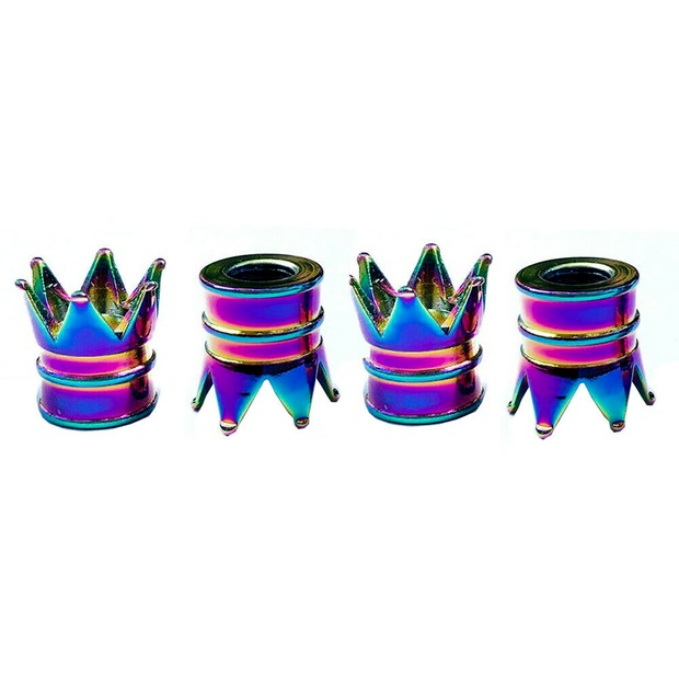 Aluminum Neon Color Crown Car Wheel Tire Valve Stem Cap Tyre Air Anti Dust Caps