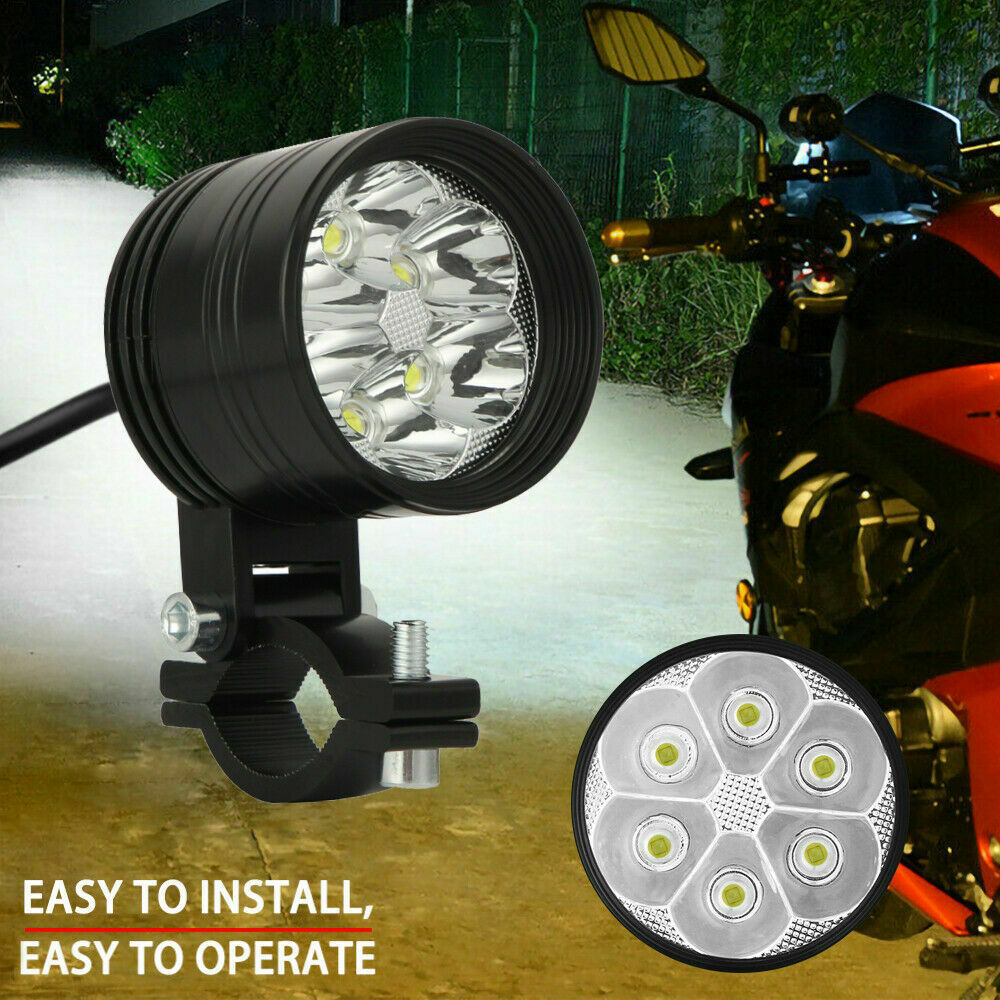 Waterproof Motorcycle Spotlight Fog Light Headlight LED Front Universal Black