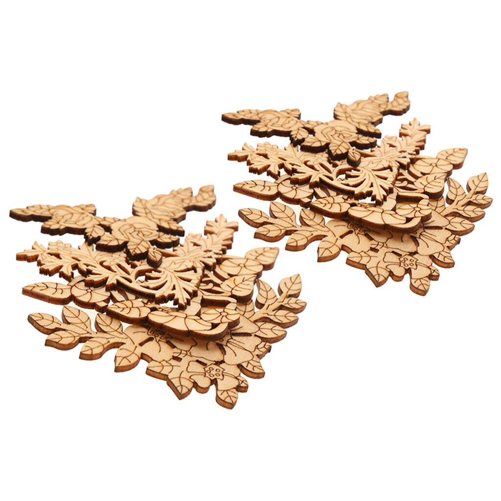 8Pcs Wood Carved Flower Applique Onlay Furniture Home Embellishments Door