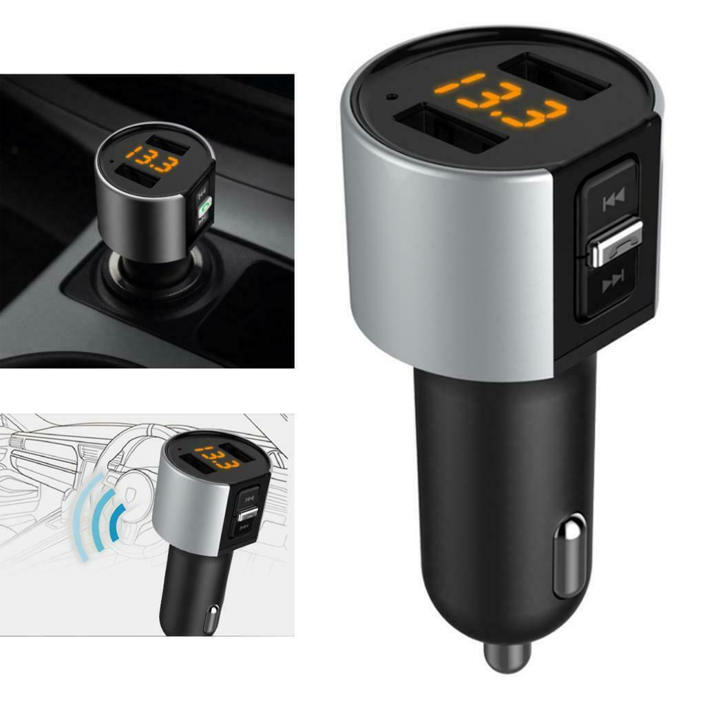 Dual USB 5V 2.4A & 1A Car Bluetooth FM Transmitter Radio Adapter MP3 Player