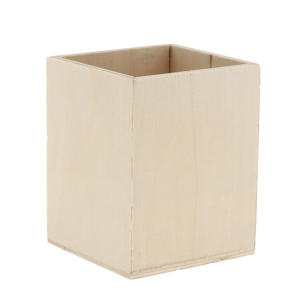 2pcs/set Unfinished Wood Pen Container Holder Wooden Box Cover Craft