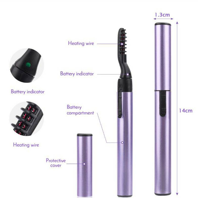 Portable Electric Heated Eyelash Curler Eyelashes Brush Long-Lasting Curl.l8