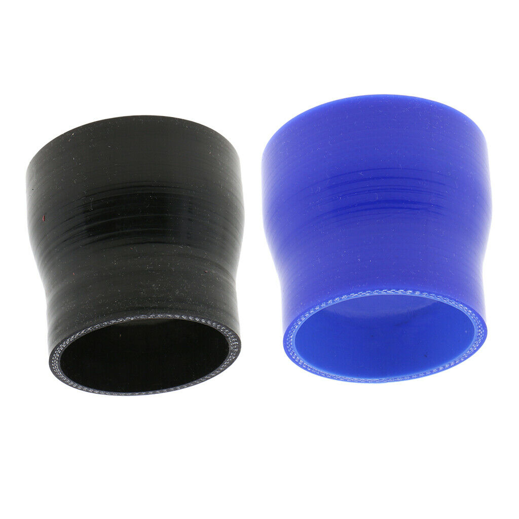 2 Pieces Car Silicone Straight Reducer Coupler Intercooler Turbo Blue+Black