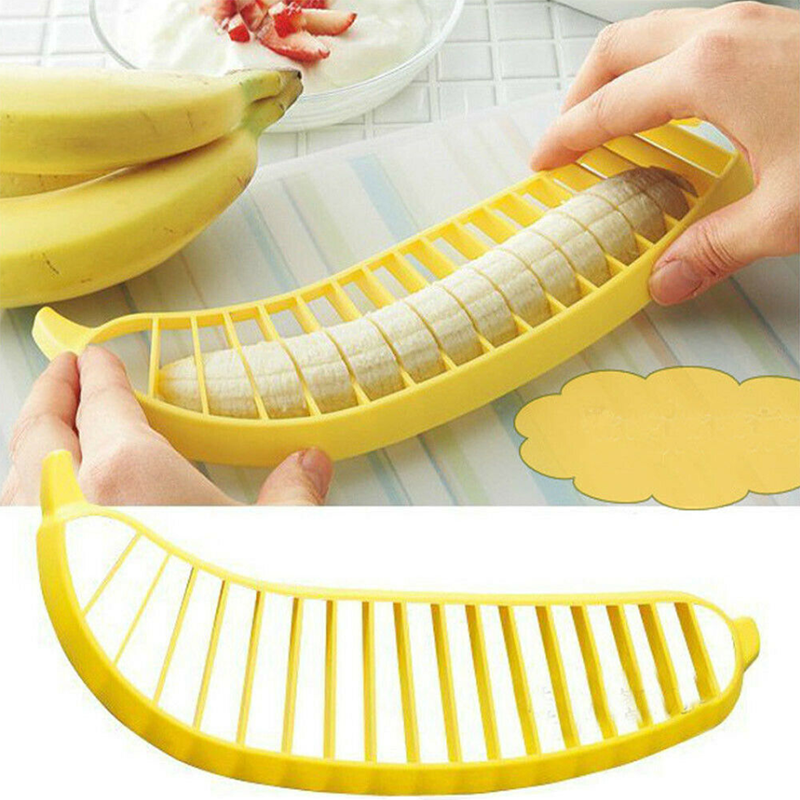 Banana Slicer Cutter Fruit Salad Maker Chopper Practical Kitchen Tools:0J.l8