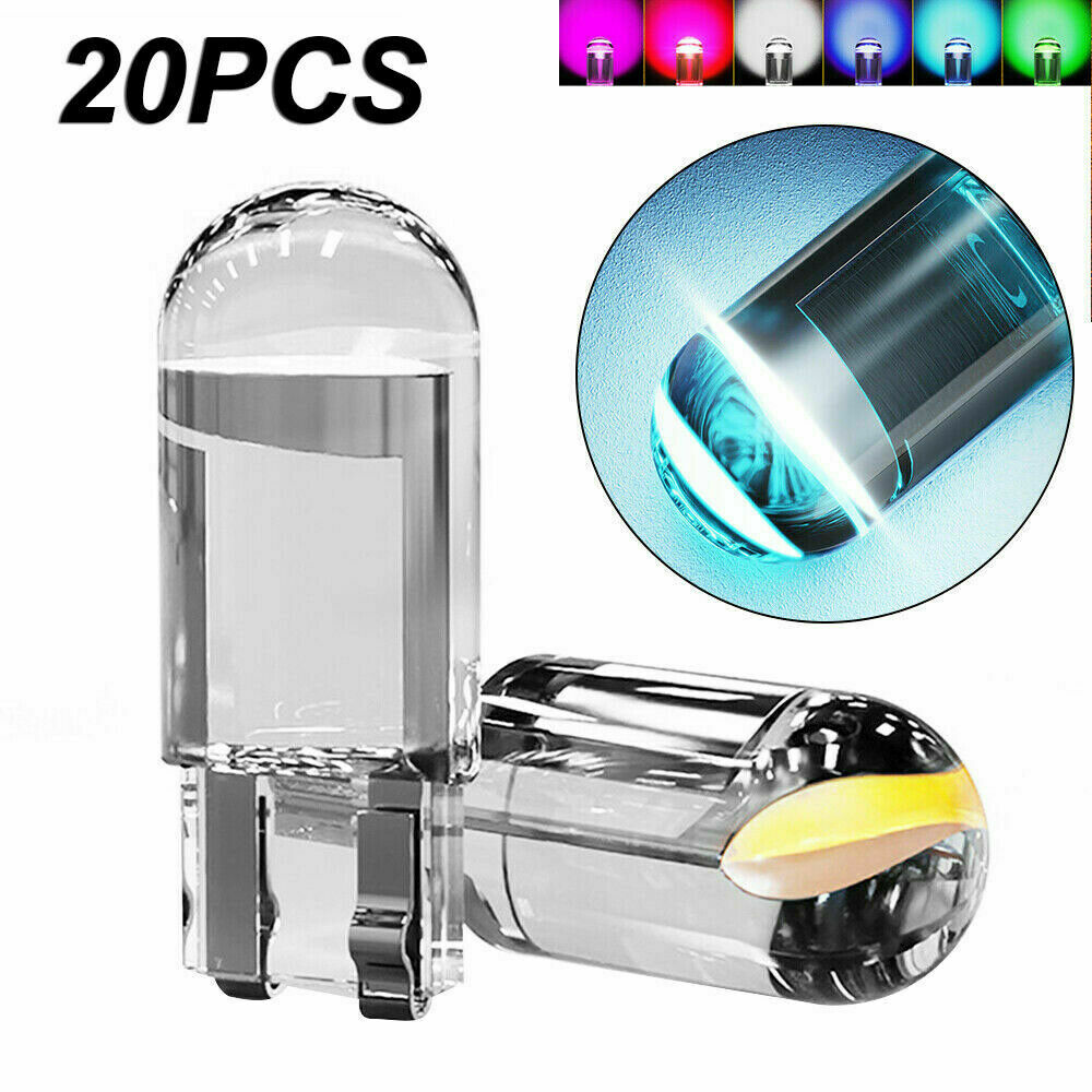 20PCS White T10 194 168 COB Bulb Car W5W Wedge Dash Roof Stop Parker Plate Light