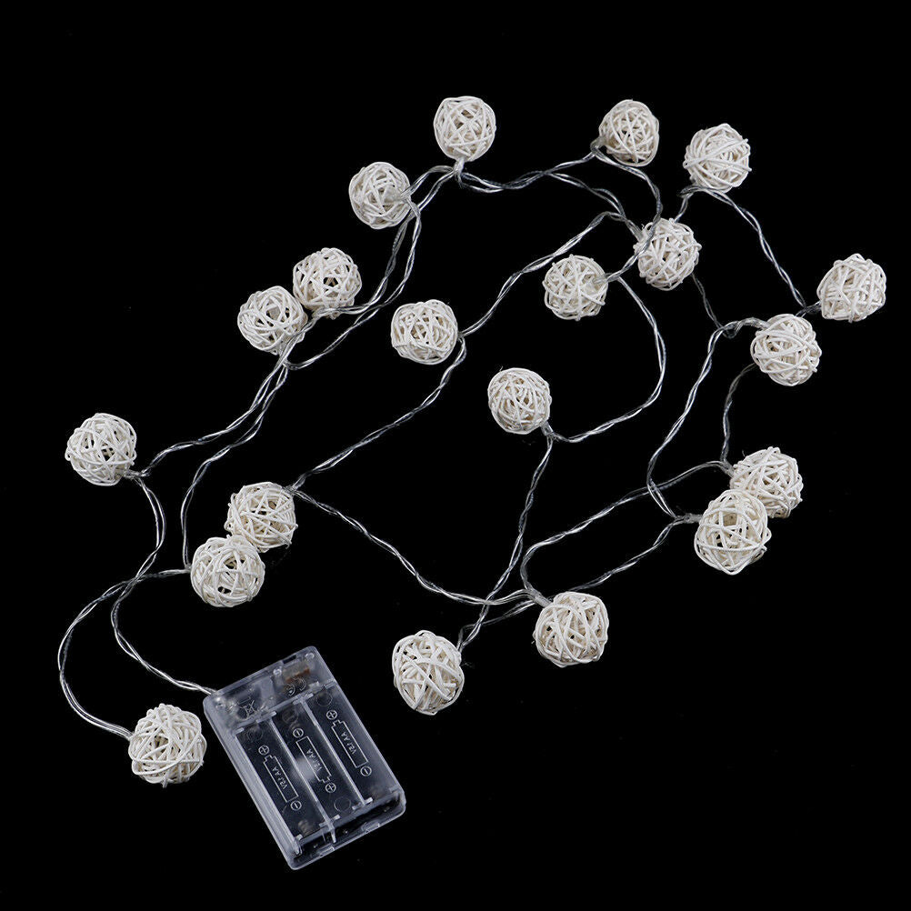 2.5M 20 Rattan Ball Led String Fairy Lights Christmas Tree Ornament Xmas.DD