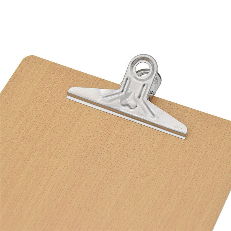 A4 File Hard Wooden Writng Board Metal Paper Clip Work School Office Supplies