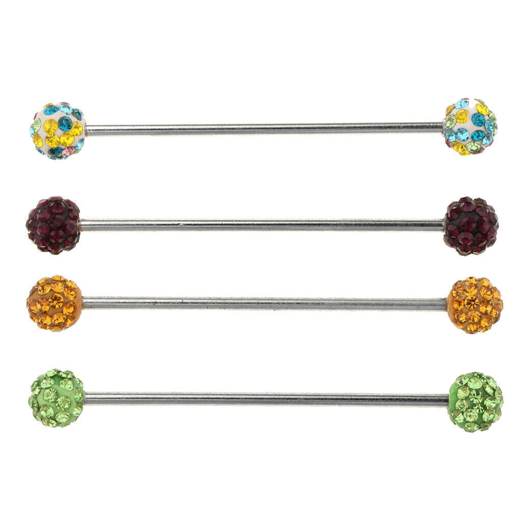 4Pc Stainless Steel Ear Tragus Barbell Tongue Bar Piercings Jewelry Colorful