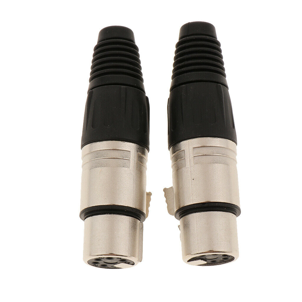 2Pcs 5-Pin Female XLR   Plug Cable Connectors, Fit for Microphones and Audio