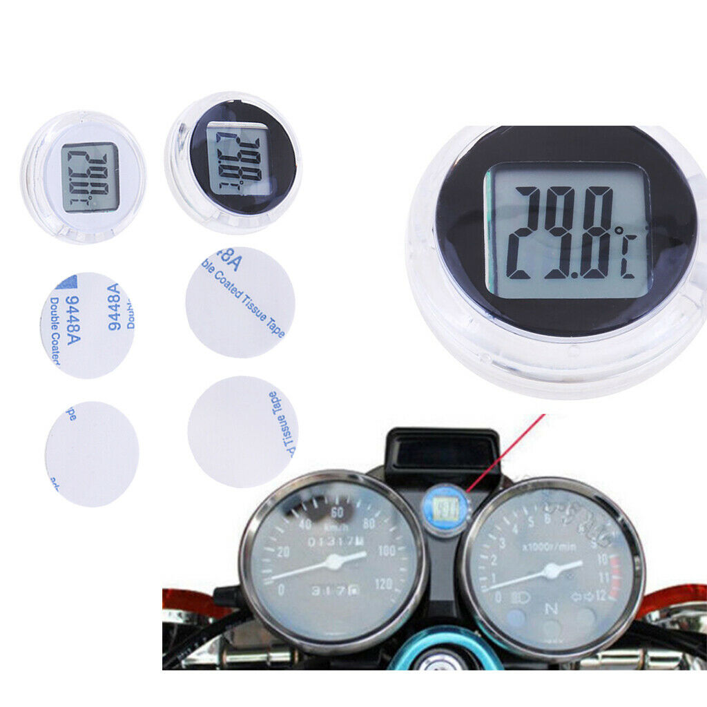 2 Pieces Instruments Waterproof Temperature Gauge for Motorcycle Black+White