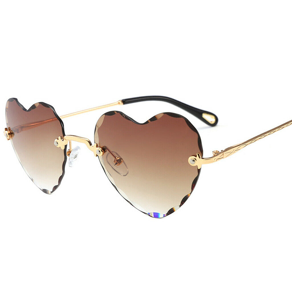 2Pcs Women Rimless Heart Shape Fashion UV400 Protection Sunglasses