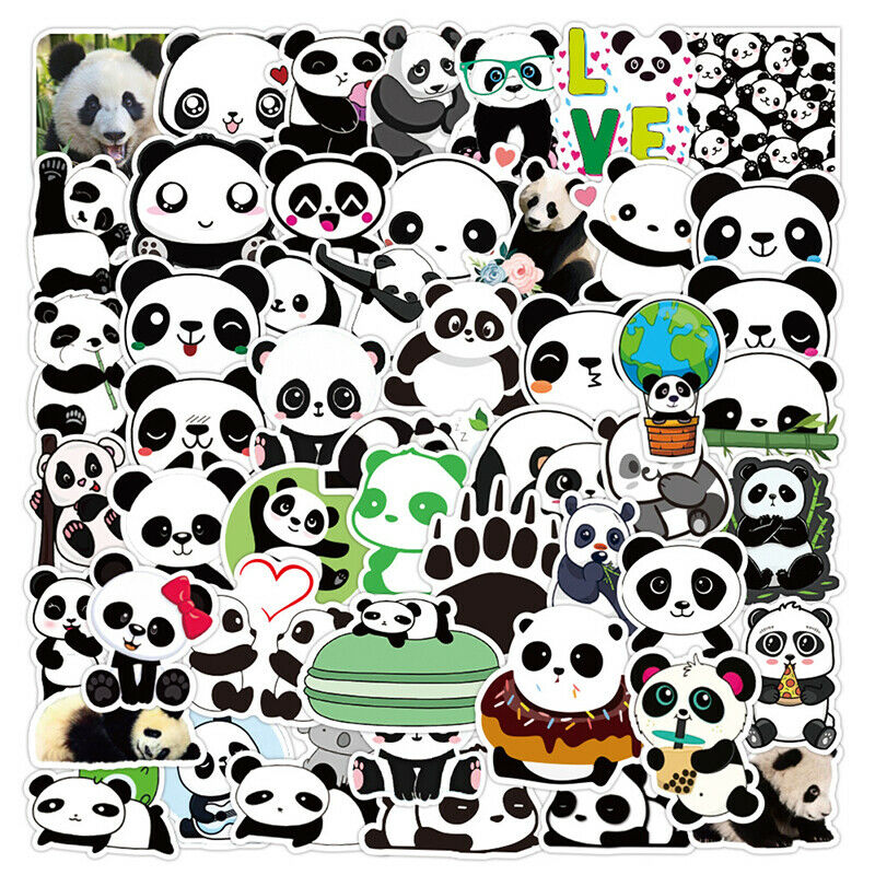 50pcs Small Panda Stickers Classic Graffiti For Suitcase Cool Laptop Skatebo Kt