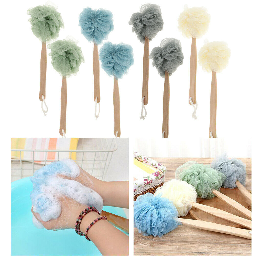 8x 14.2" Long Handle Body Brush Scrunchie Back Scrubber Body Washing Oneself