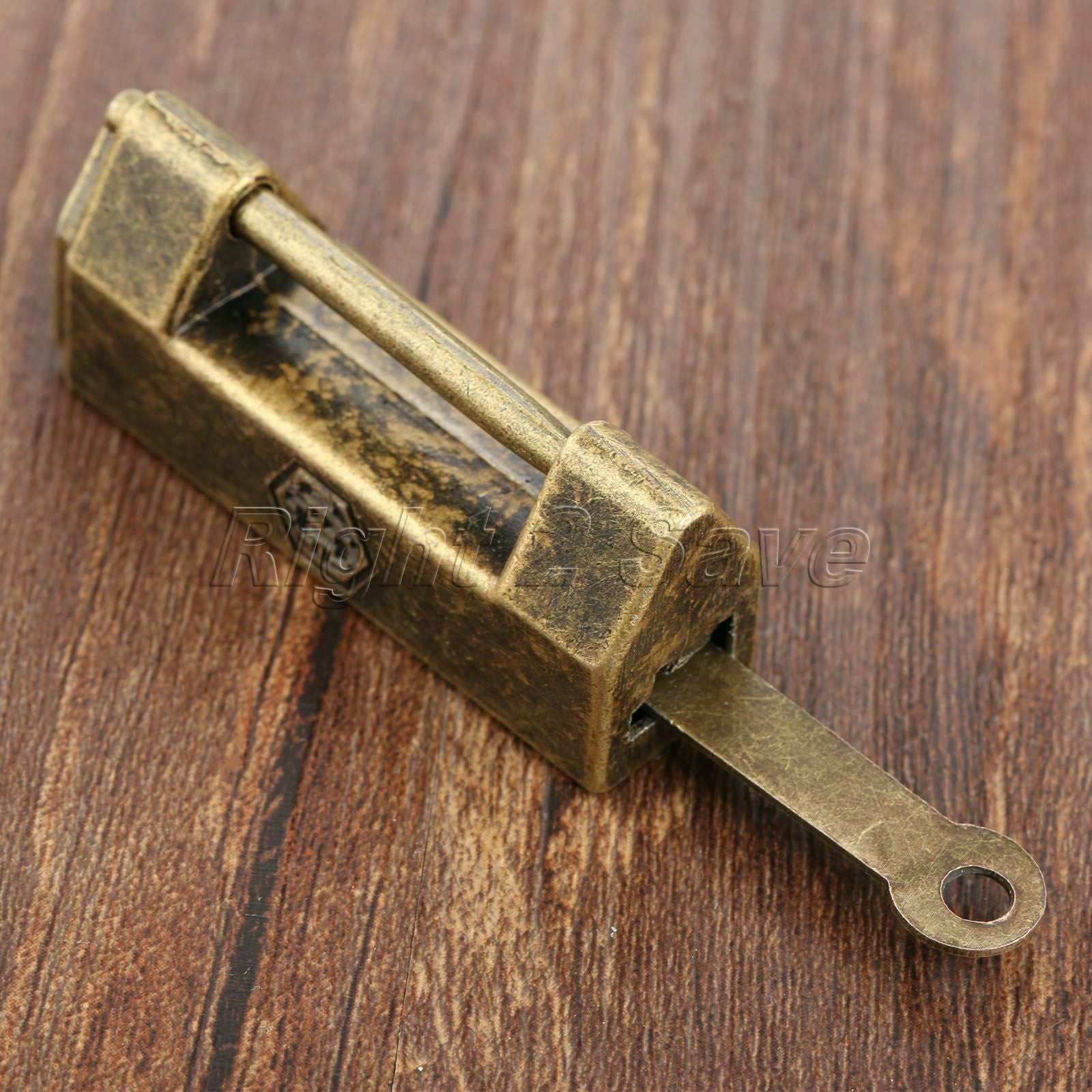 Classic Decorative Padlock & Wooden Chest Case Jewelry Box Latch Hasp Catch Set