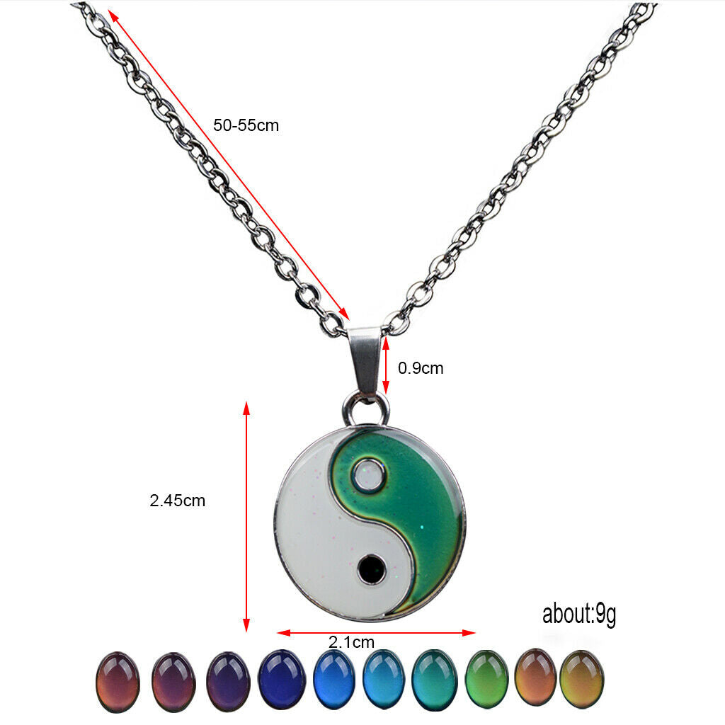 Yin Yang Gossip Colour Changing Mood Necklace Choker Chain Jewelry for Mens