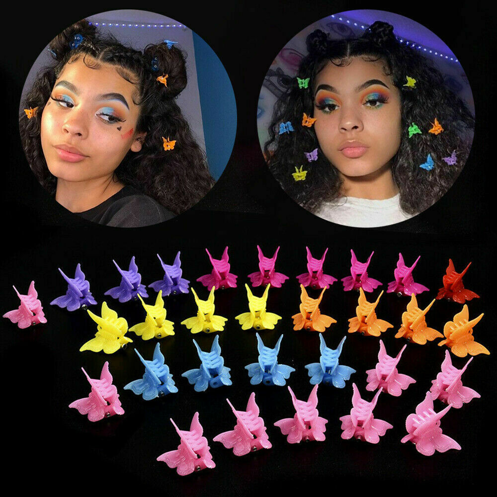 20 Packs Assorted Color Butterfly Hair Clips Women Girls Beautiful Mini New
