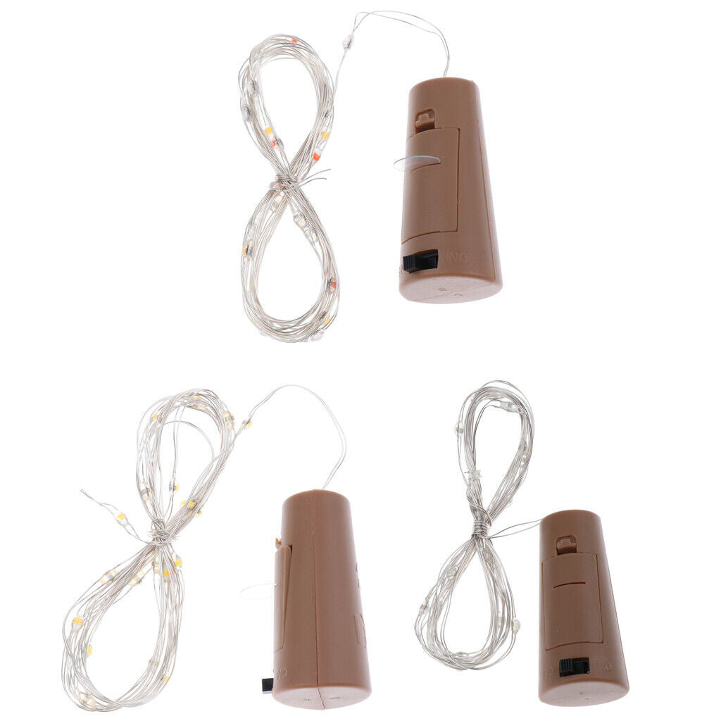 10Pcs Battery Operated Wine Bottle Cork Light String LED Moon Lights Colorful