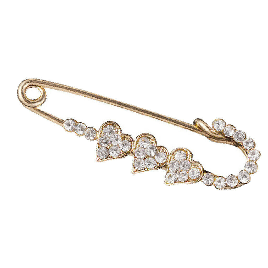 Crystal Heart Safety Pin Brooches Suit Sweater Scarves Scarf Brooch Charm