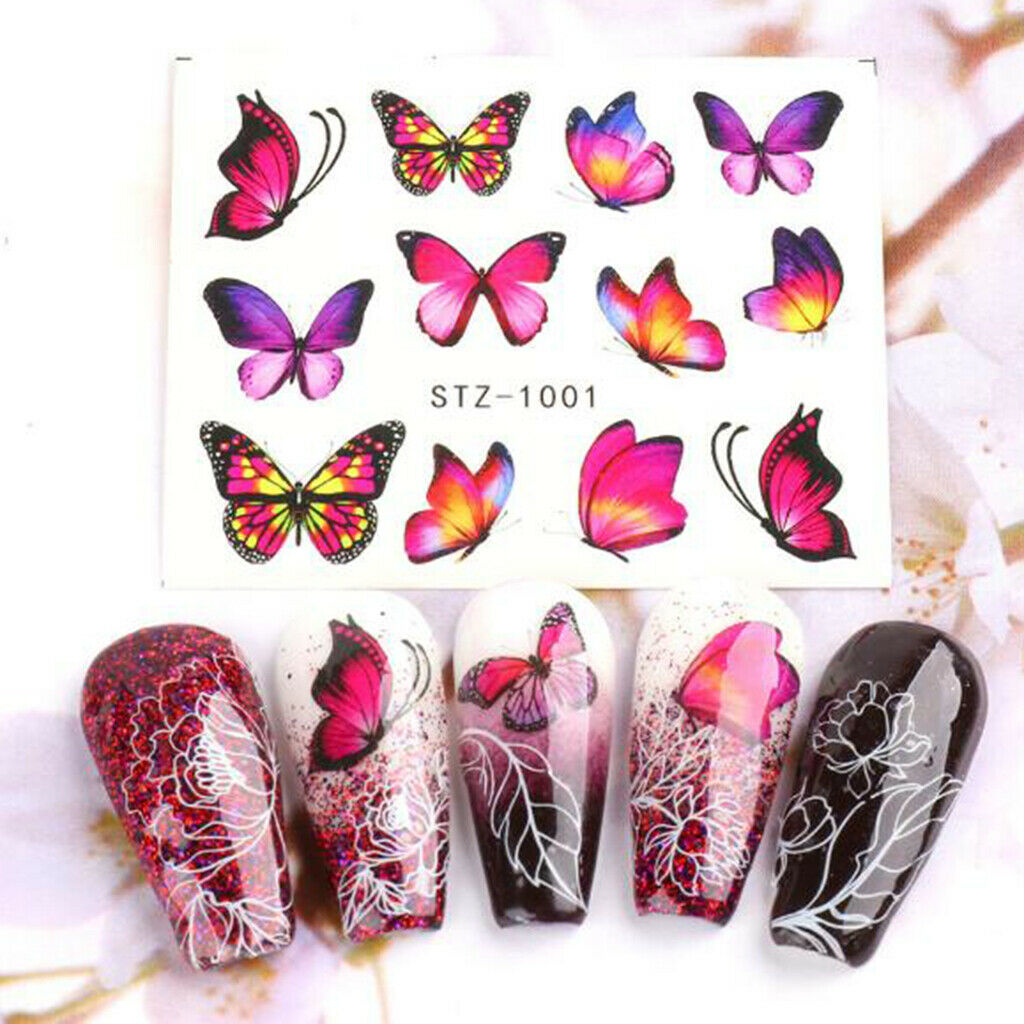 30 Pcs Nail Art Stickers Water Transfer Nails Decals Butterfly Manicure Tips