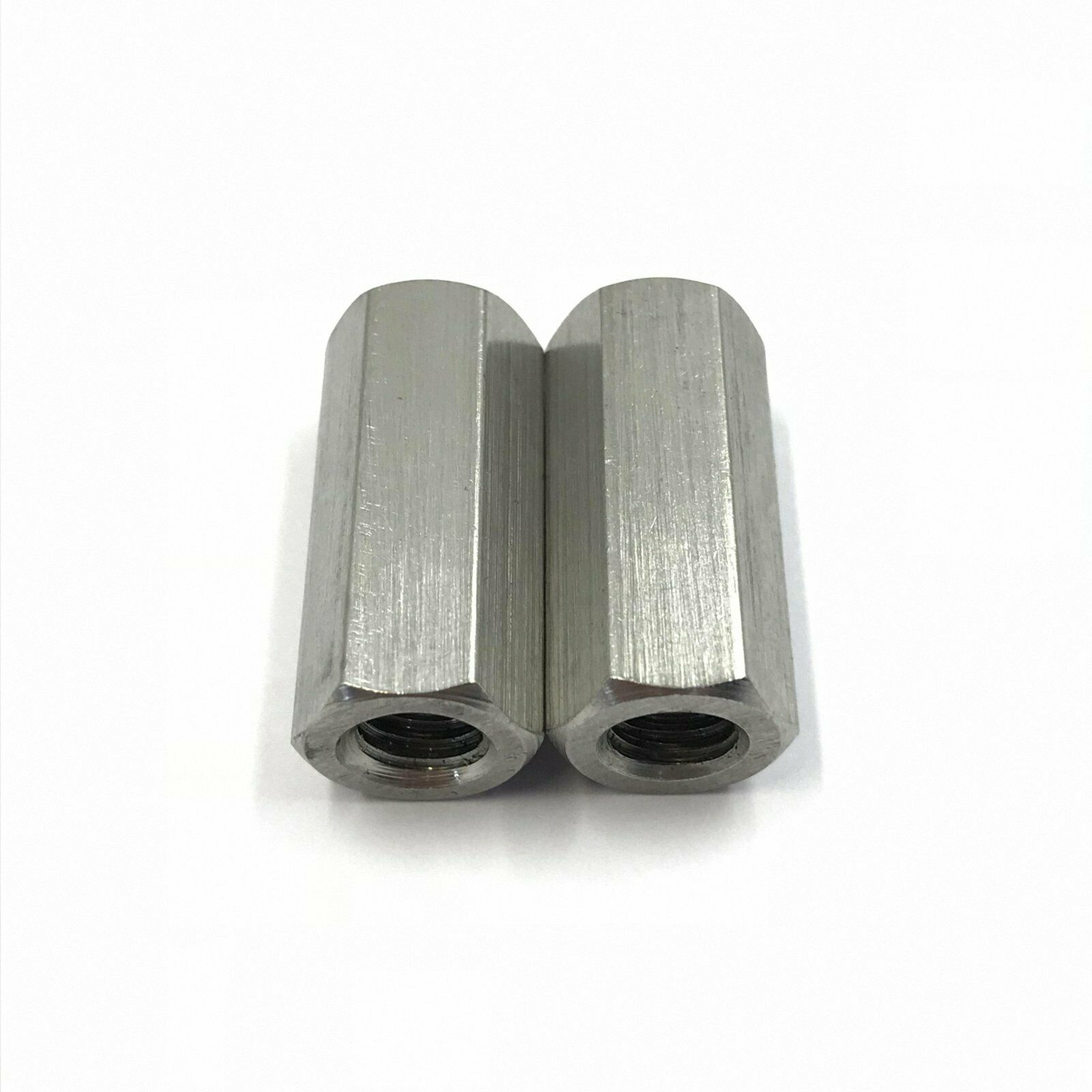 2 Pcs M8 x 1.25 304 Stainless Steel Long Rod Coupling Hex Nut [M_M_S]