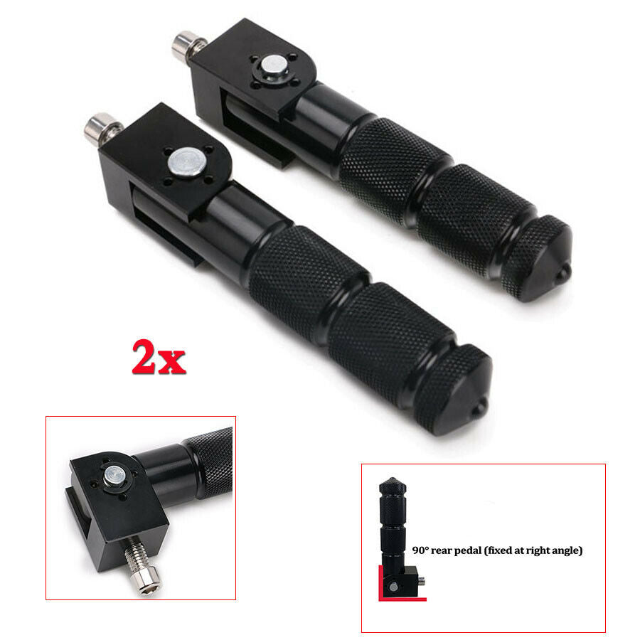 2x Black CNC Aluminum Alloy Motorcycle Folding Foot Rests Rear Pedals Universal