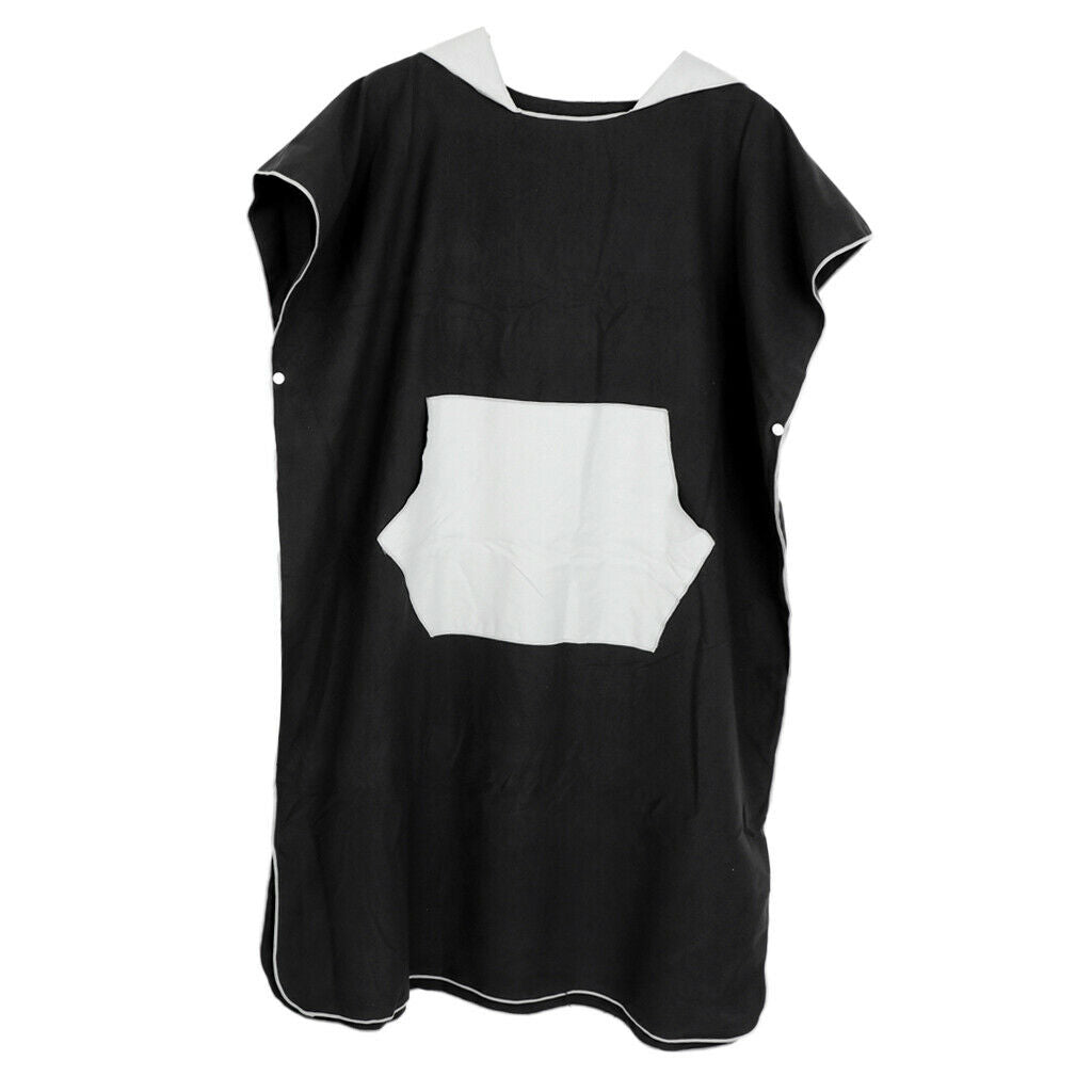 Black Wetsuit Changing Robe Hood Poncho & Pocket for Surf Swim