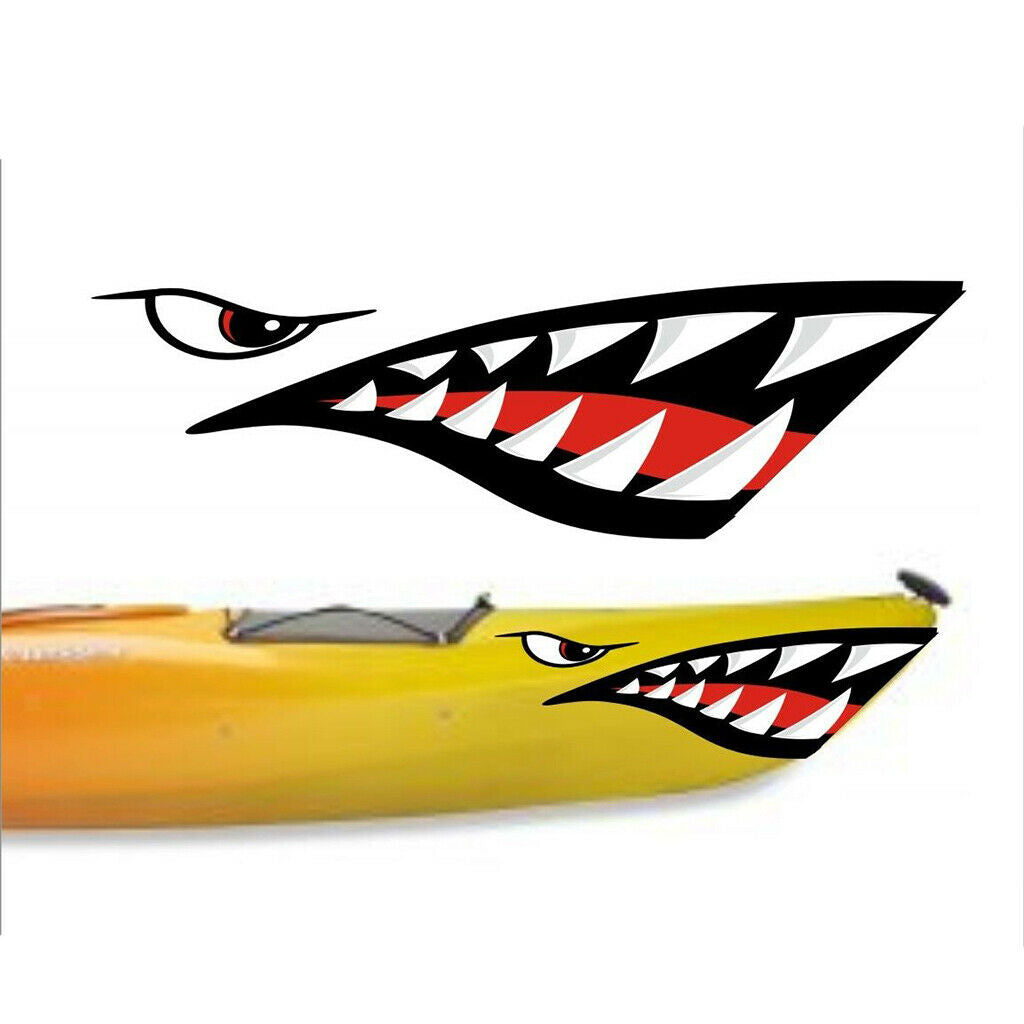 4 Piece Shark Teeth Mouth with Fish Skeleton Decals Stickers for Kayak Boat