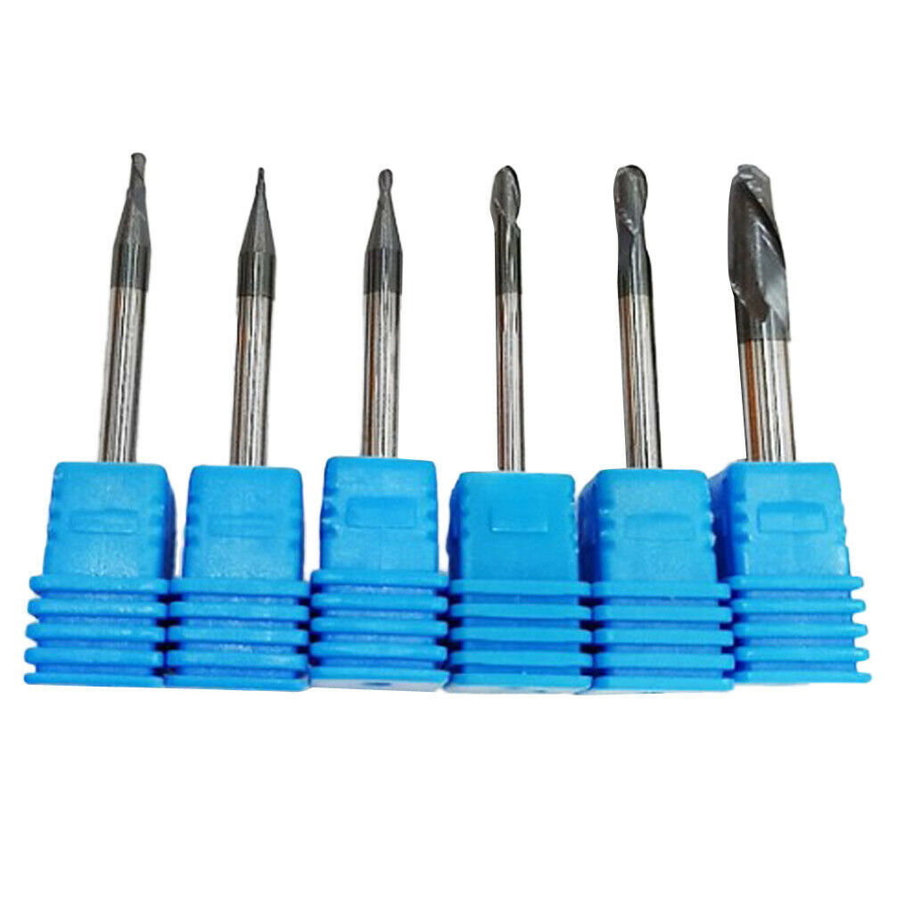 Carbide End Mills Set 6 Pieces Cutting Square CNC Milling Cutter 4 Flutes