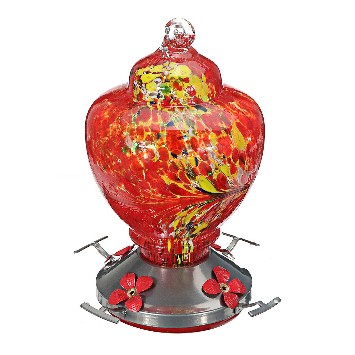 Hummingbird Feeder 4-Trough Tree Hanging Outdoor Garden Yard Colorful Glass CA3